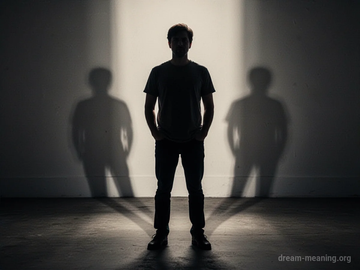 Silhouette of a person with empty pockets and long shadows.