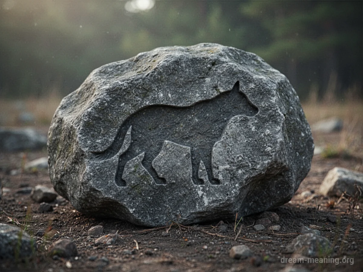 A stone transforming into the outline of a creature.
