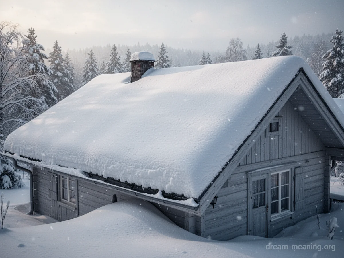 A house roof buried under a deep layer of white snow.