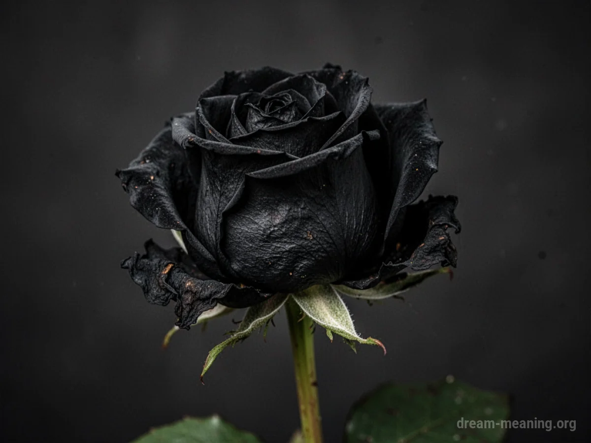 A single wilting black rose.