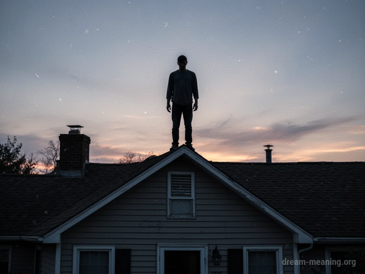 Silhouette of a figure standing on a rooftop.