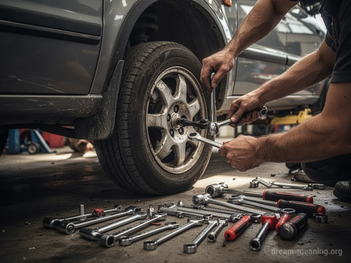 A car with its hood open being serviced by gloved hands.