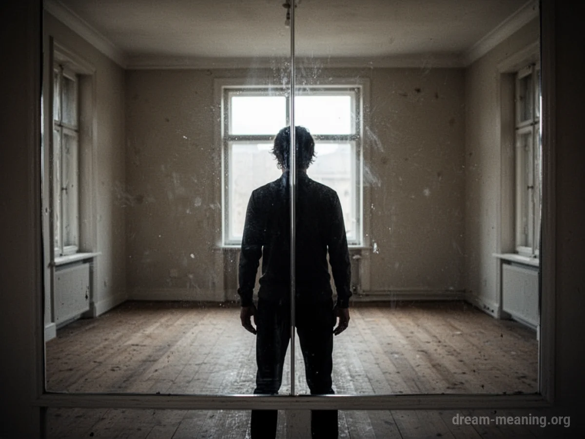 Silhouette of a person behind a one-way mirror.
