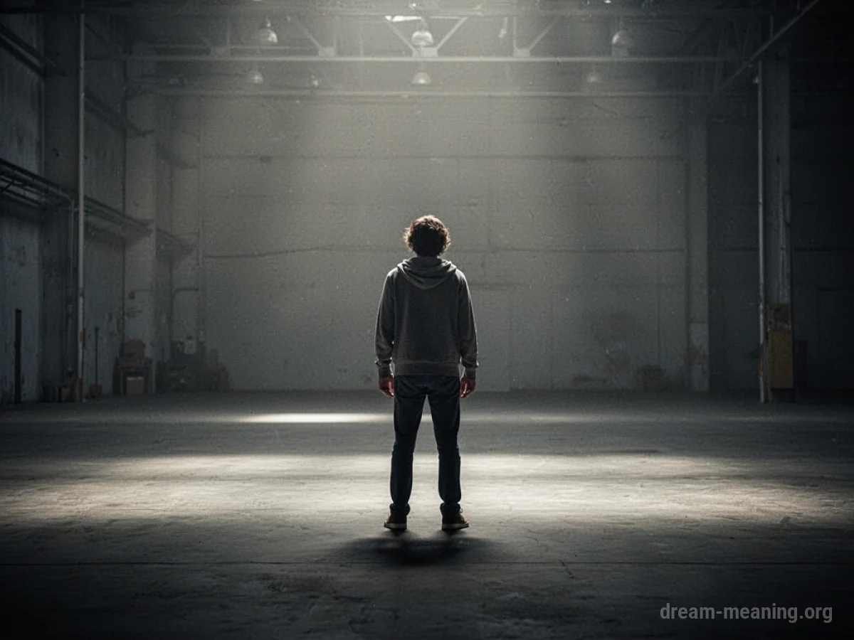 Silhouette of a person standing in a dark, empty expanse.