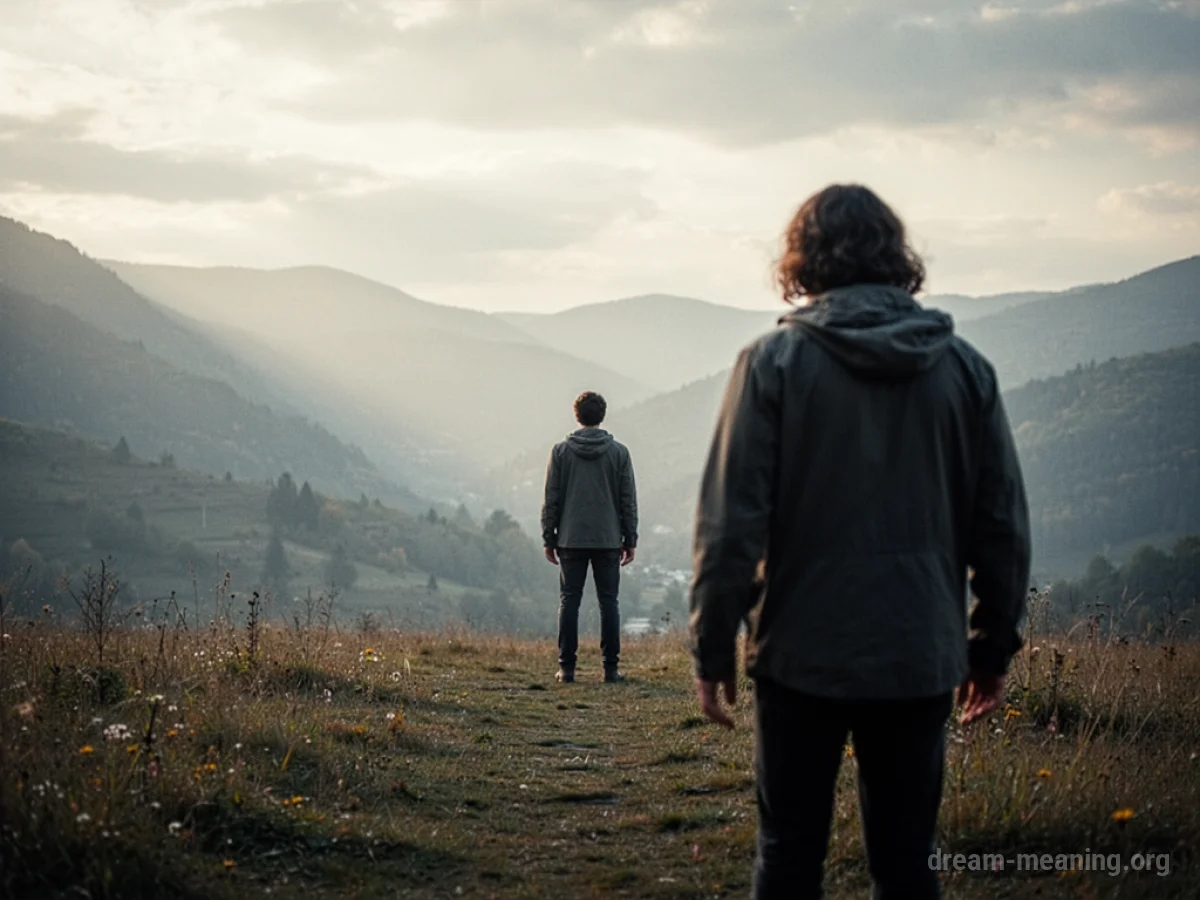 A person standing alone while another person's back is turned.