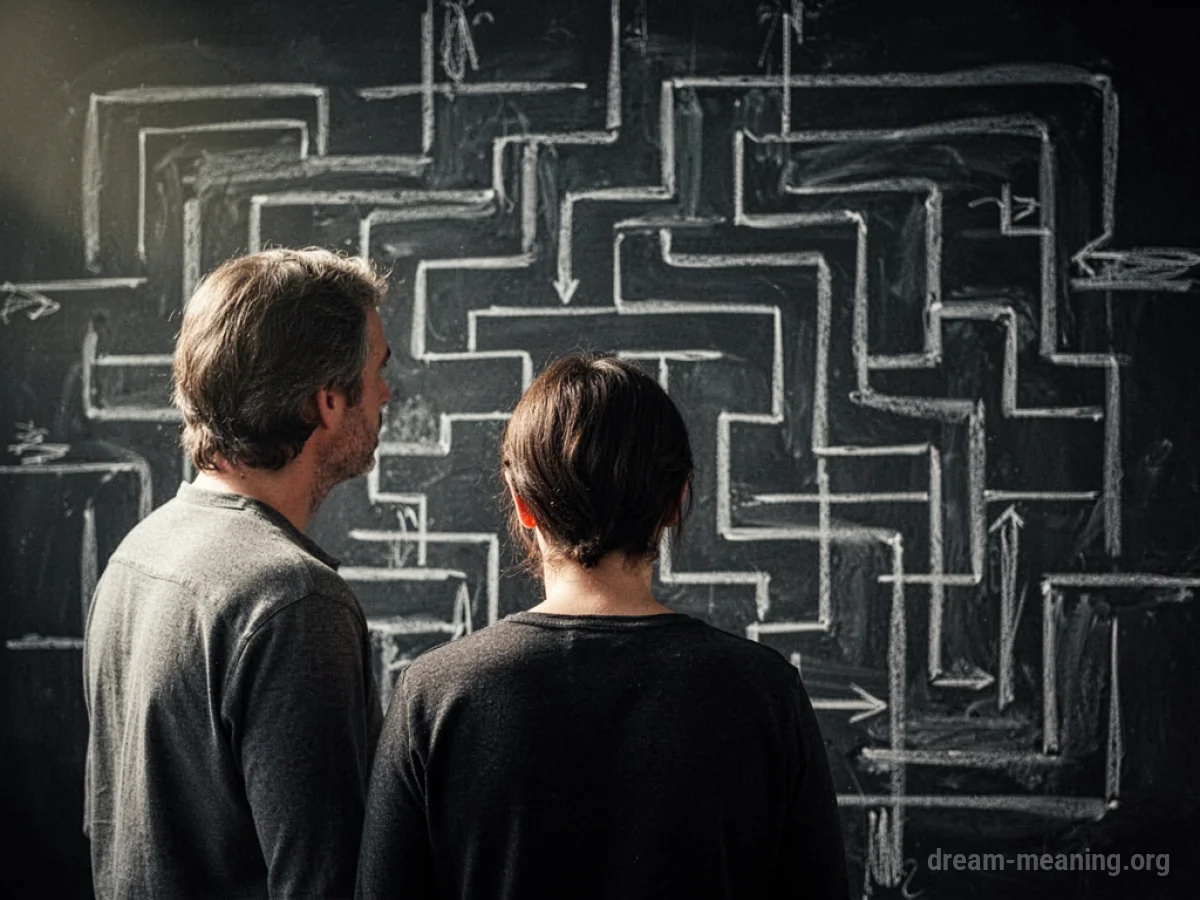 A person standing before a complex network of intersecting lines.