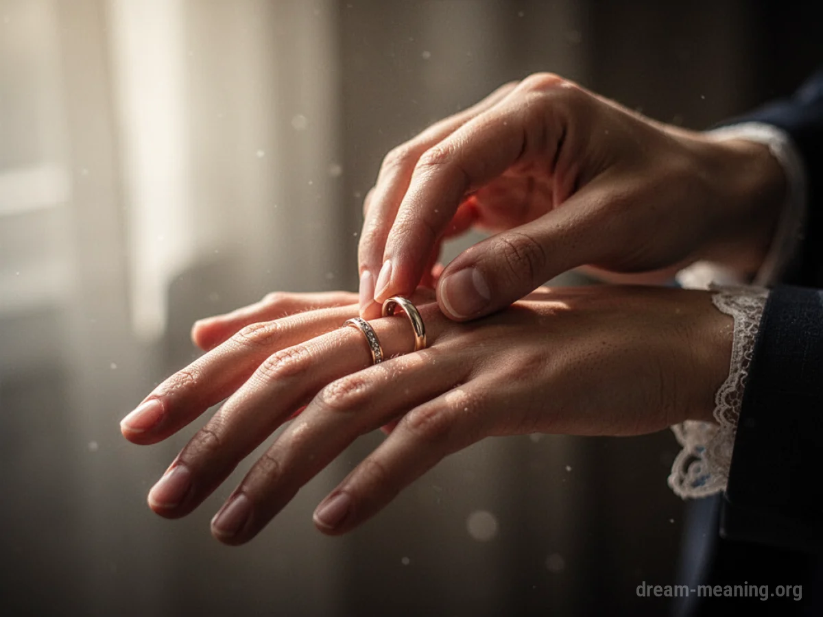 A hand removing a ring from a finger.