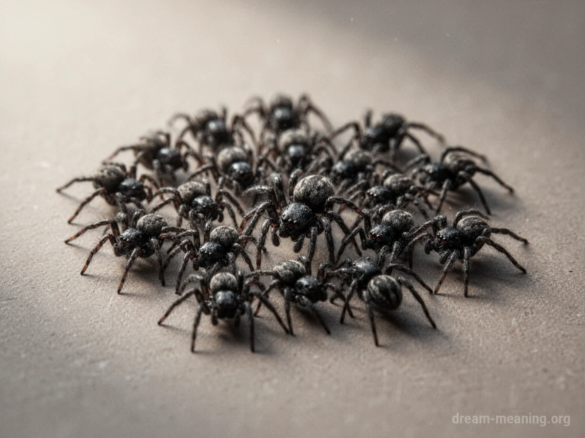 A small group of tiny spiders.