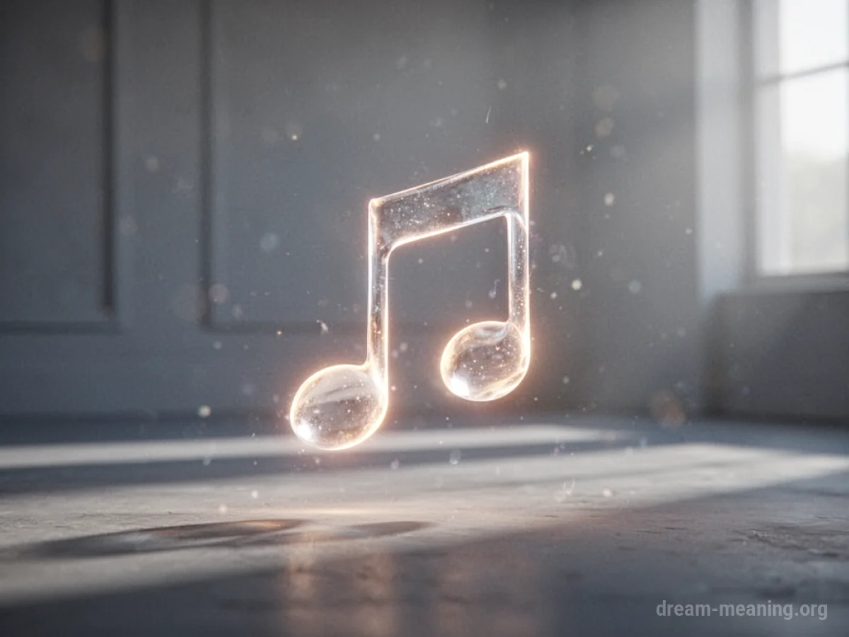 A luminous, abstract musical note suspended in soft light.