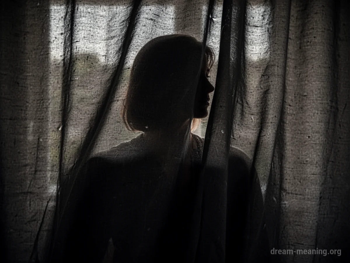 Silhouette of a person partially covered by a dark, heavy cloth.