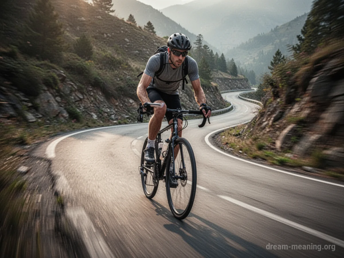 A bicycle and rider on a steep, blurred road.