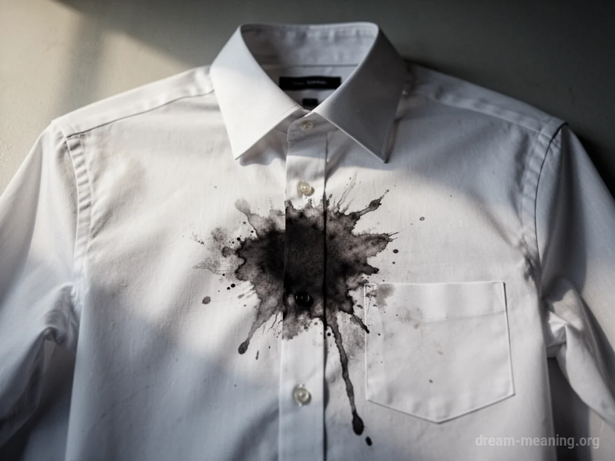 A white shirt with a dark stain.