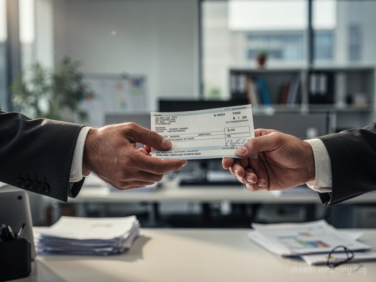 A hand in a suit jacket offering a paycheck.