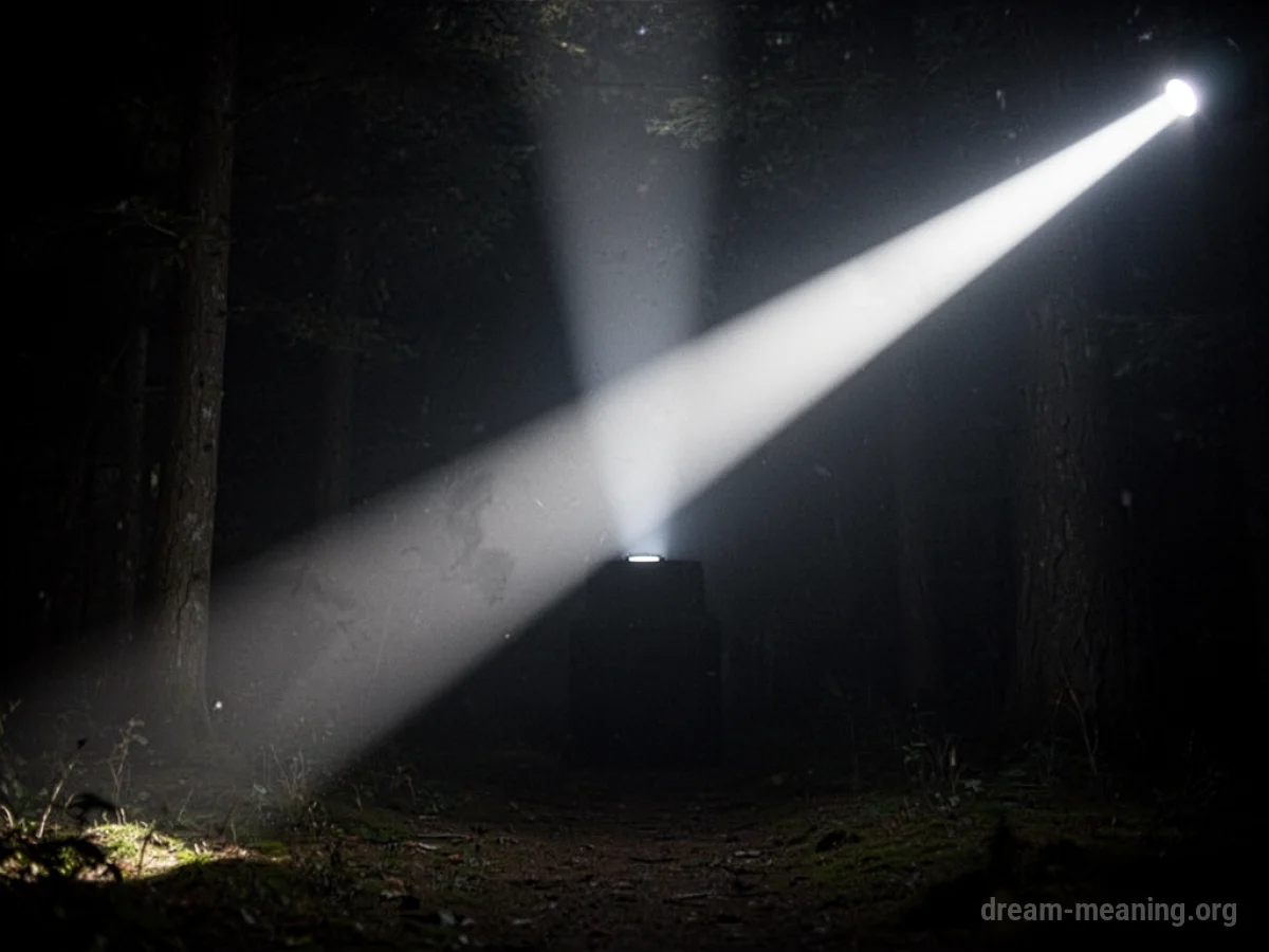 A strong beam of light piercing through darkness.