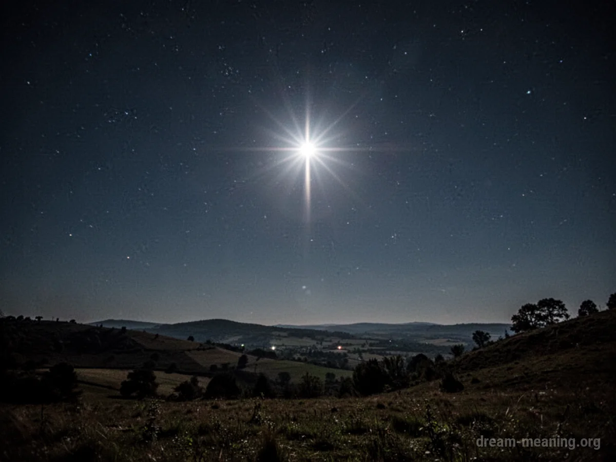 A single bright star shining in a dark night sky.