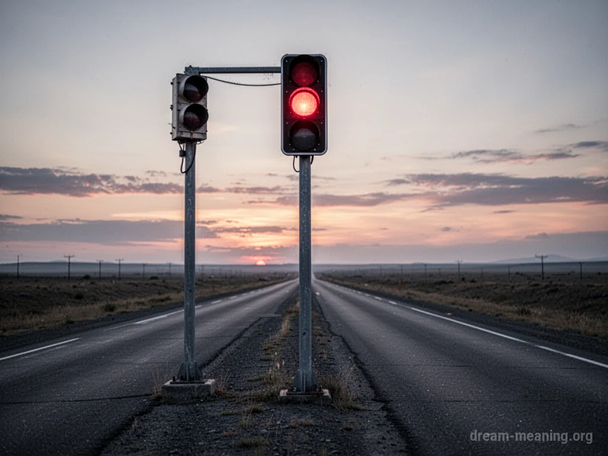 A solitary, dark signal light pole on an empty road.