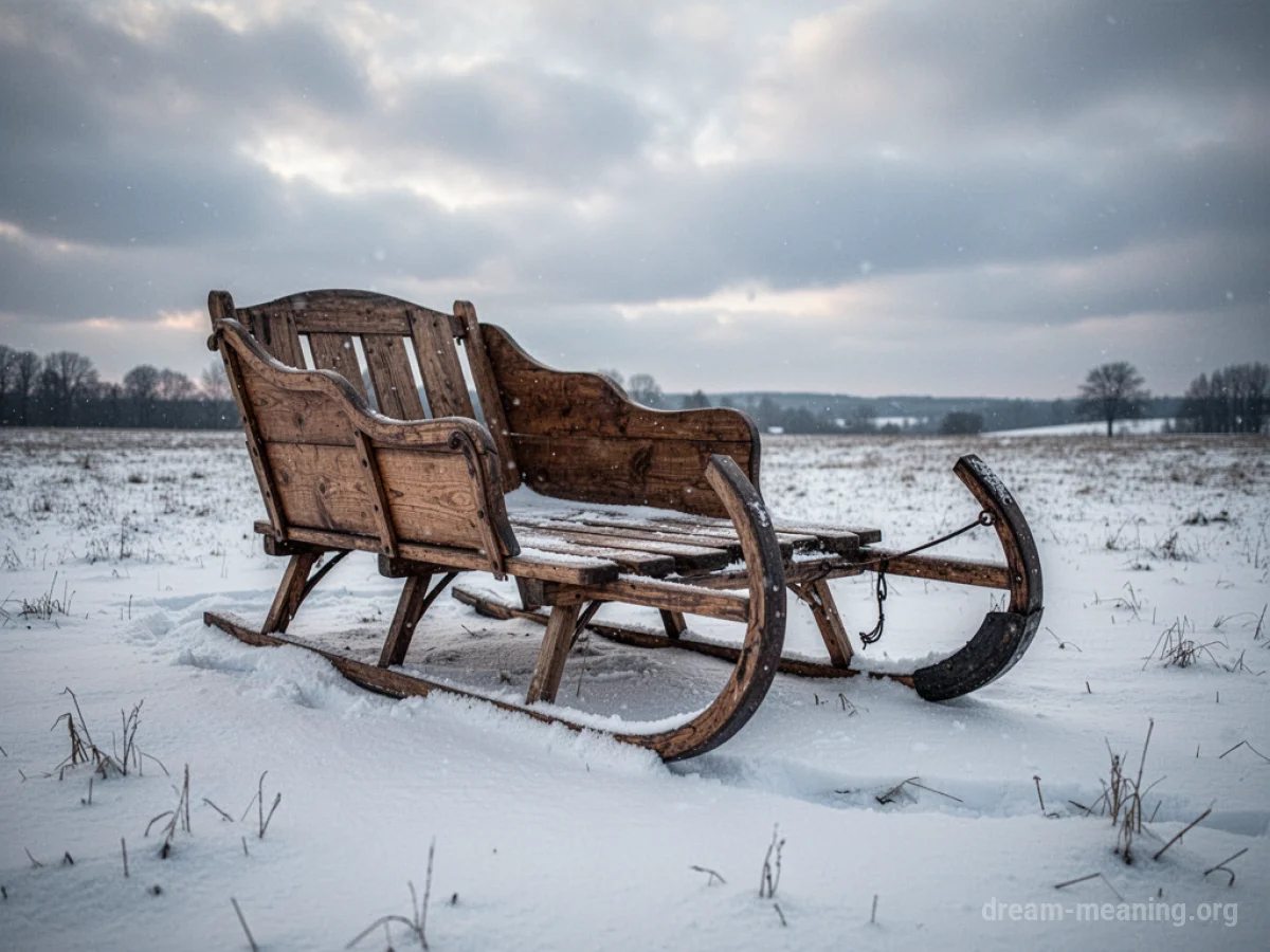 A damaged sleigh in the snow.