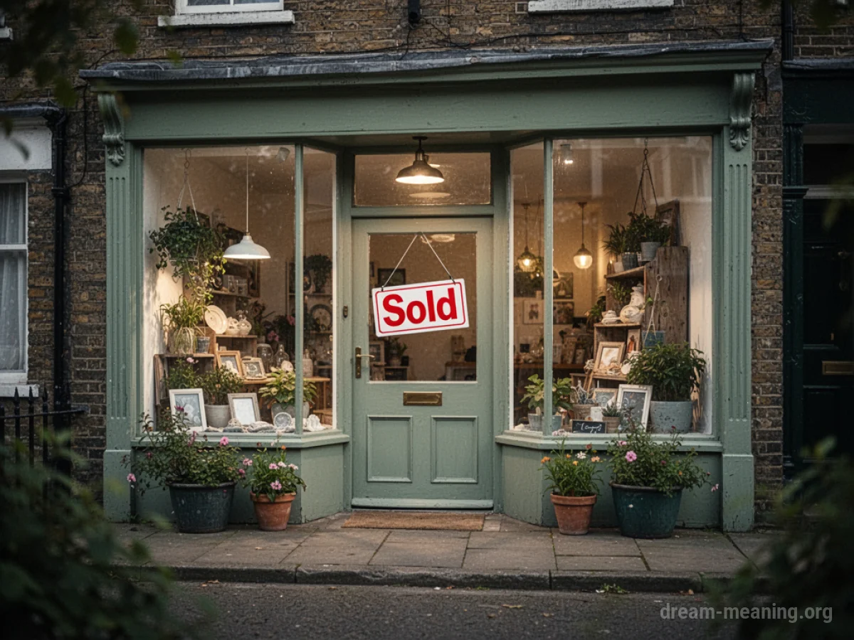 A shop with a 'Sold' sign on its front door.
