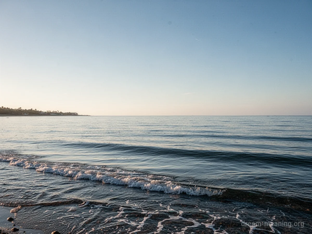 A tranquil ocean surface stretching to the horizon.