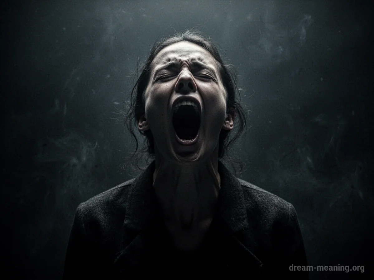 A person's mouth is covered by a hand, with distressed eyes looking outwards.