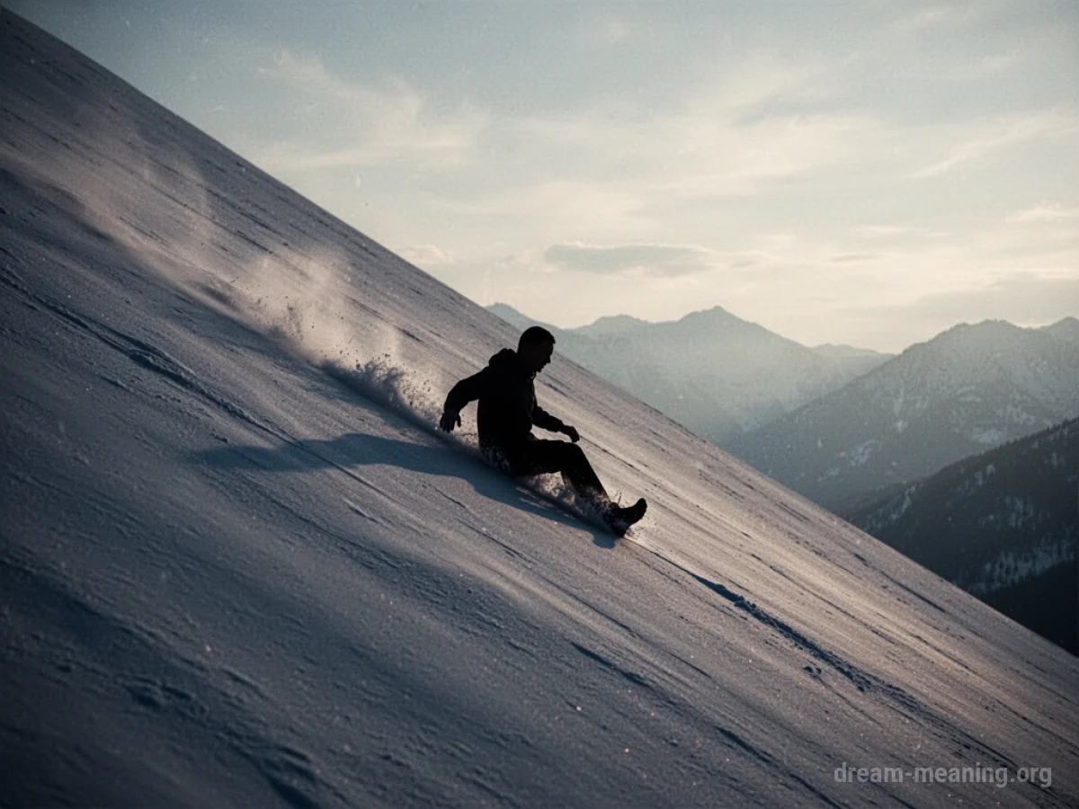Silhouette of a person sliding down a long, steep incline.