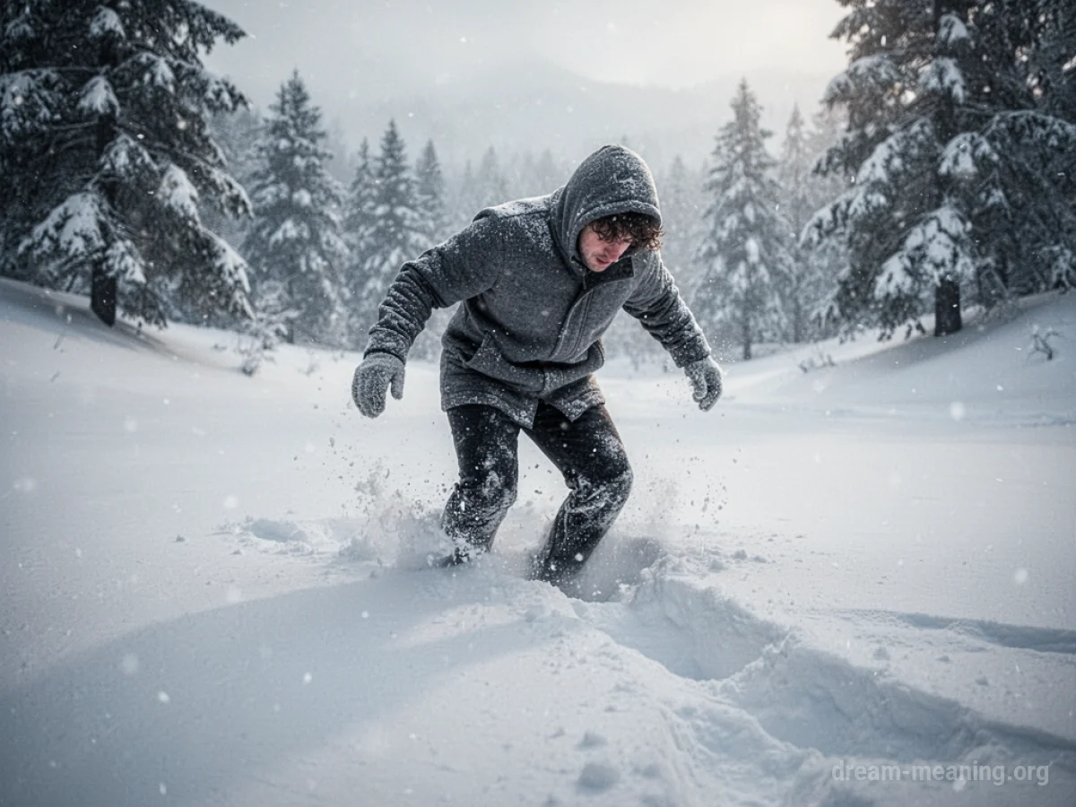 A person's legs sinking deep into a snowy landscape, unable to move forward.