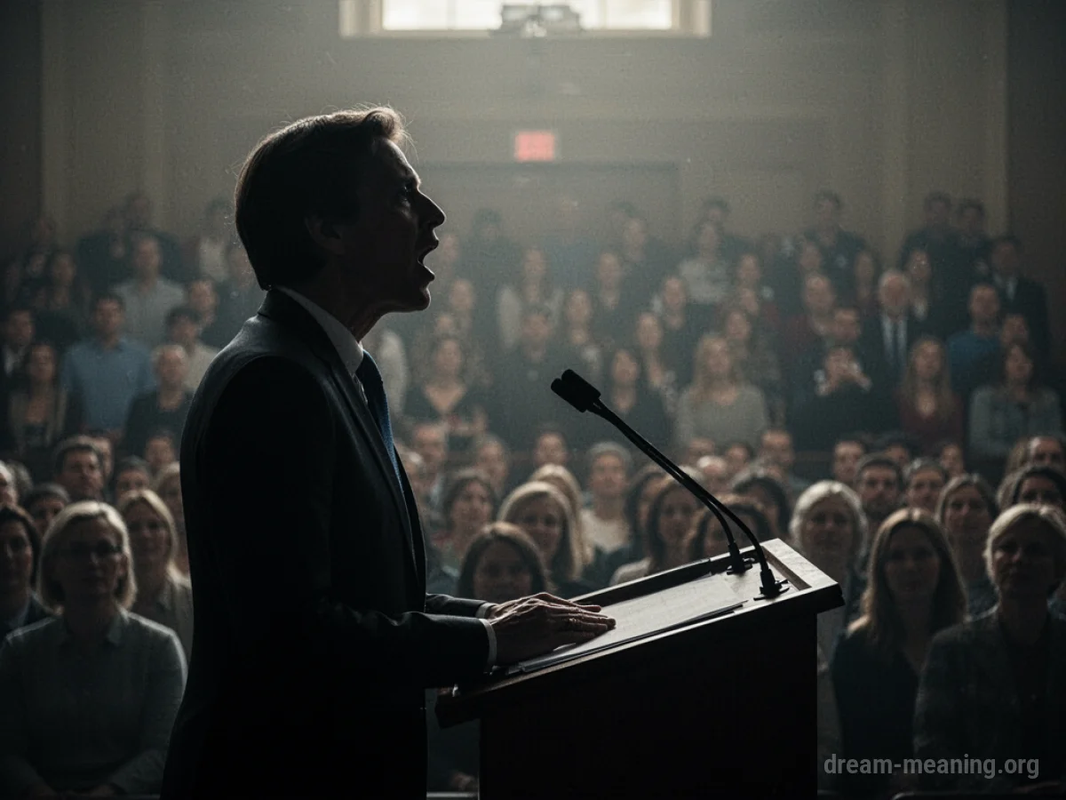 Silhouette of a person unable to speak at a podium.