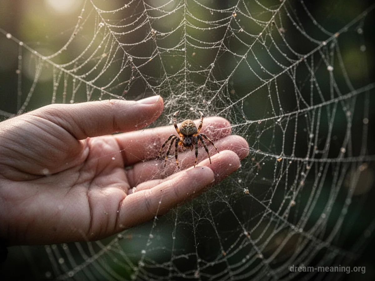 A person's hand cupping a small spider.