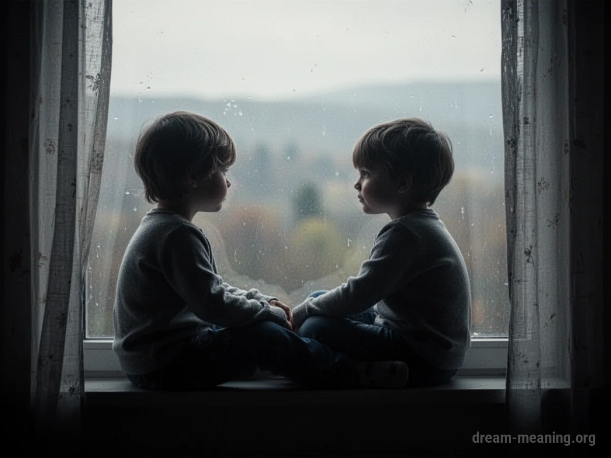 Silhouette of a child by a window with a blurred background.