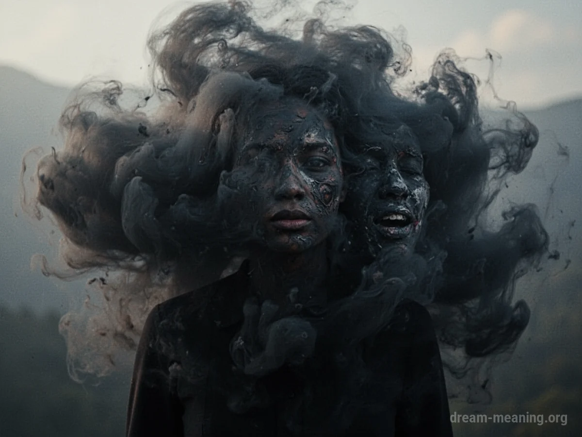 Silhouette of a person with a dark, swirling cloud obscuring part of their form.