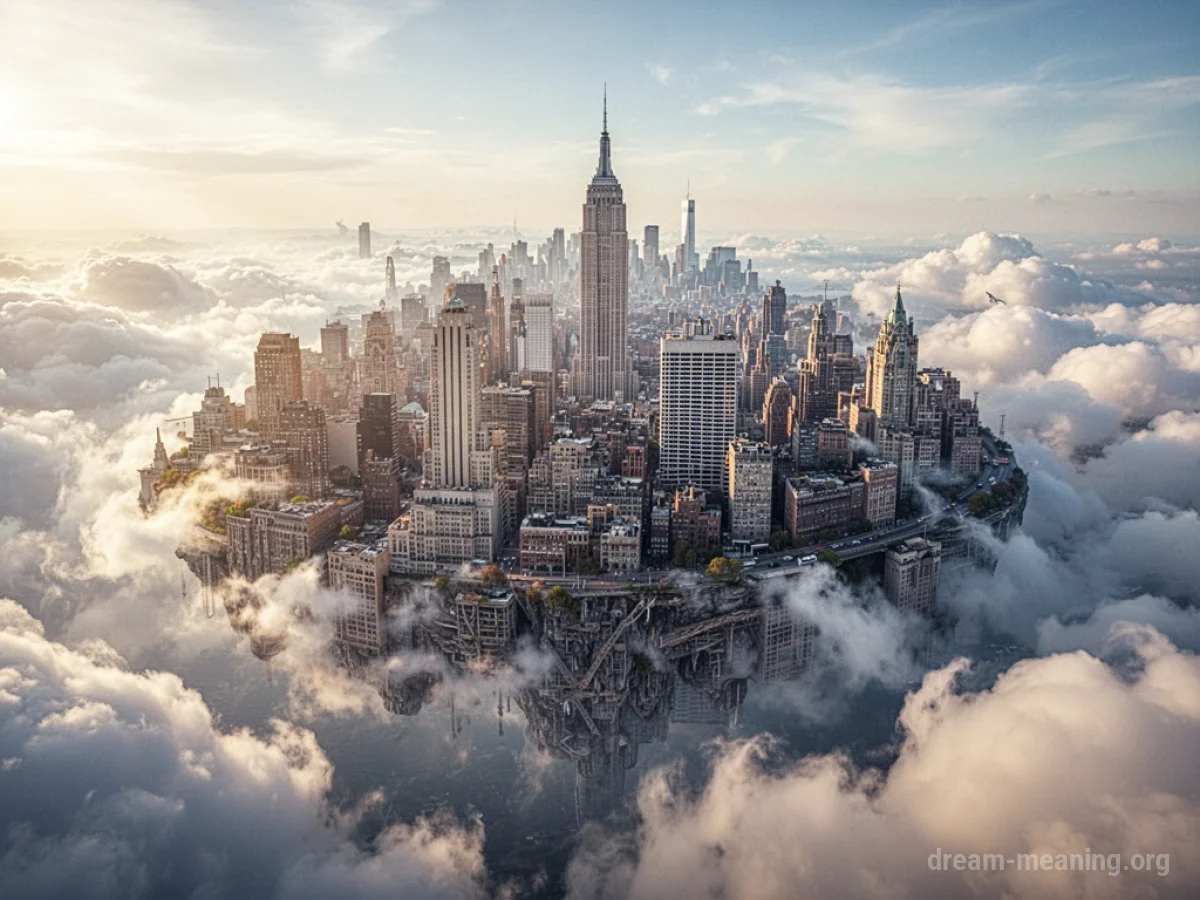 A city constructed on clouds in the sky.