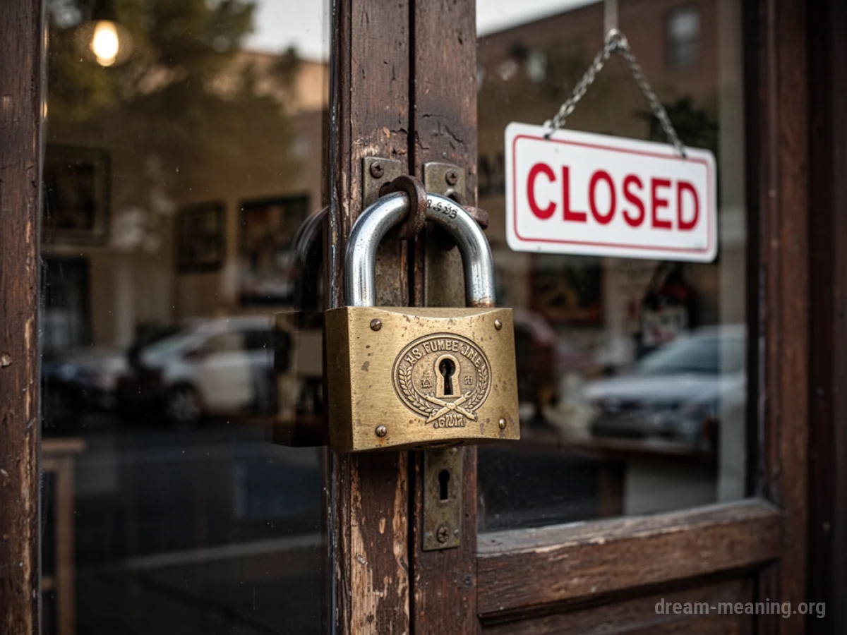 A shop door with a large padlock and a closed sign.