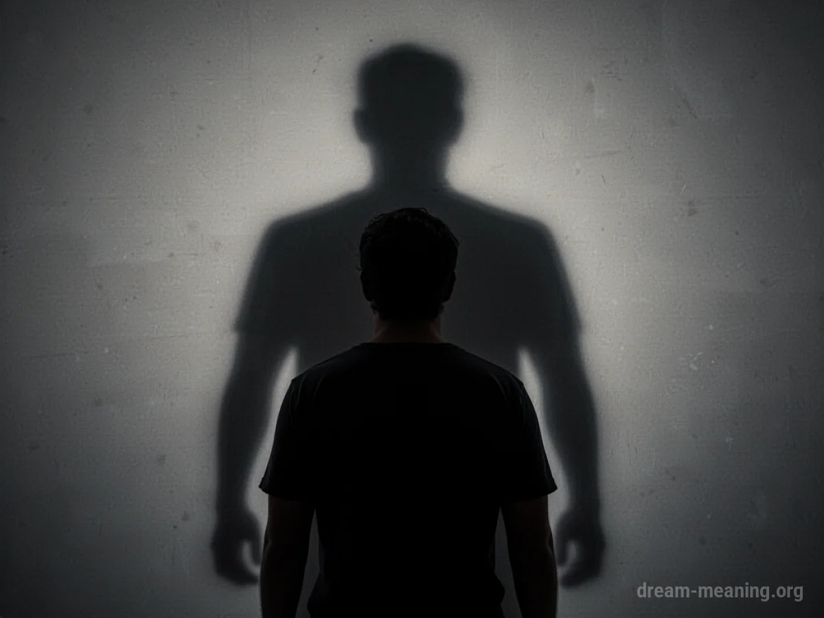 A person's silhouette faces a larger, darker silhouette.
