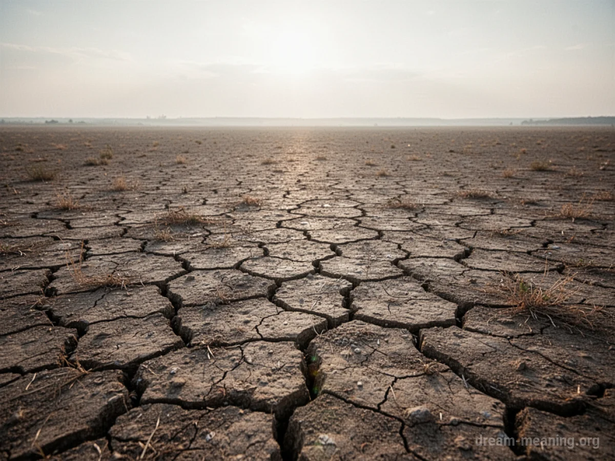 A wide expanse of dry, cracked earth.