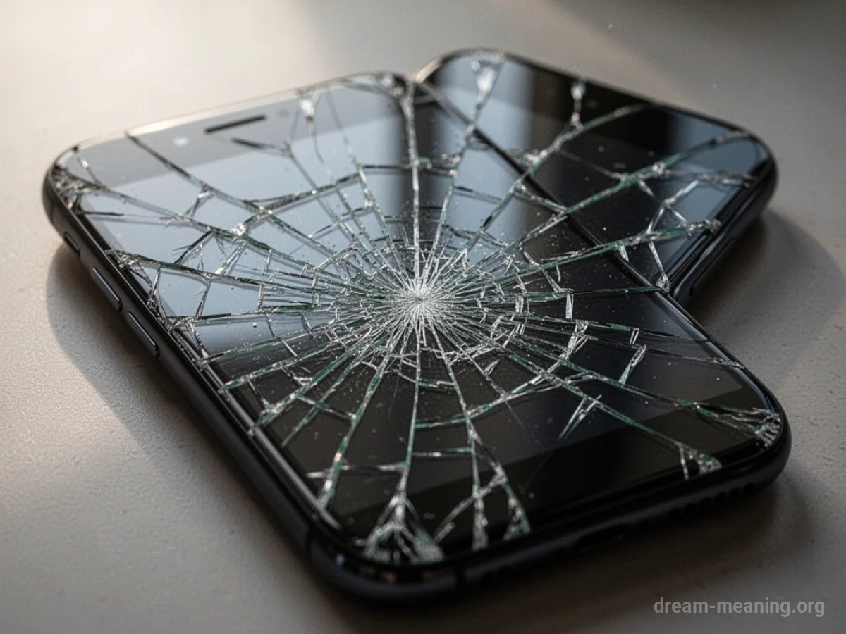 A smartphone screen with a prominent crack.