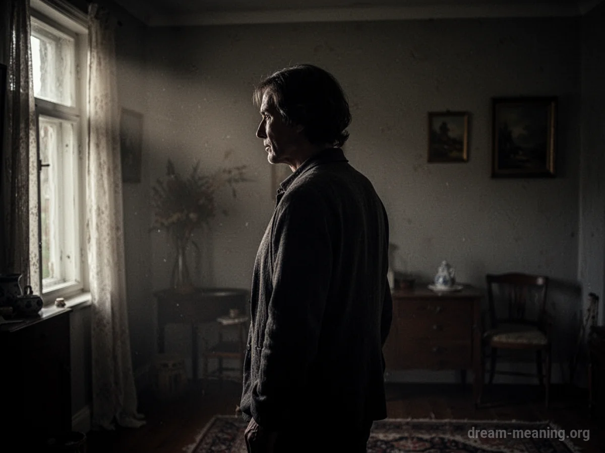 A silhouette of a person in a dark room.