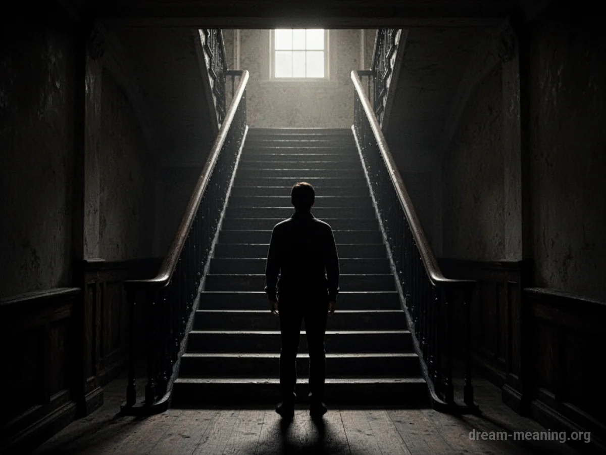 A dark staircase receding into darkness.