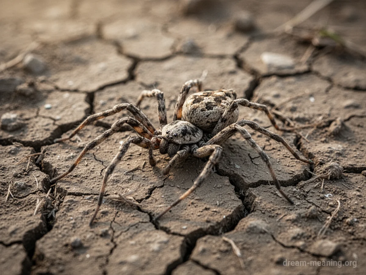 A lifeless spider on barren ground.