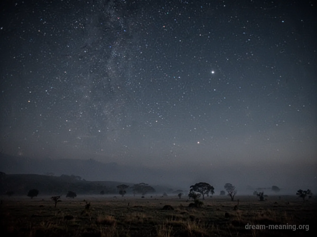 A few faint stars are visible in a hazy night sky.
