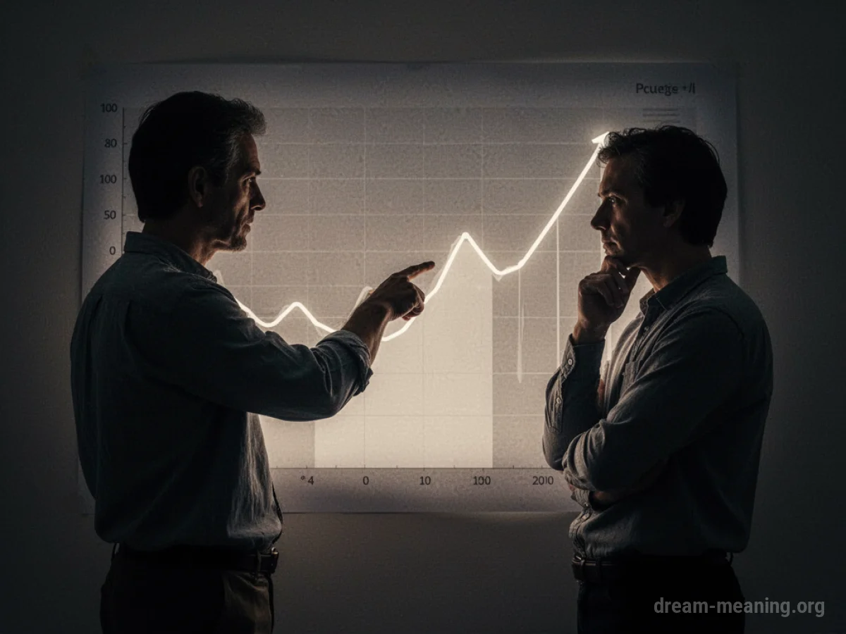 Two silhouetted figures looking at a glowing chart.
