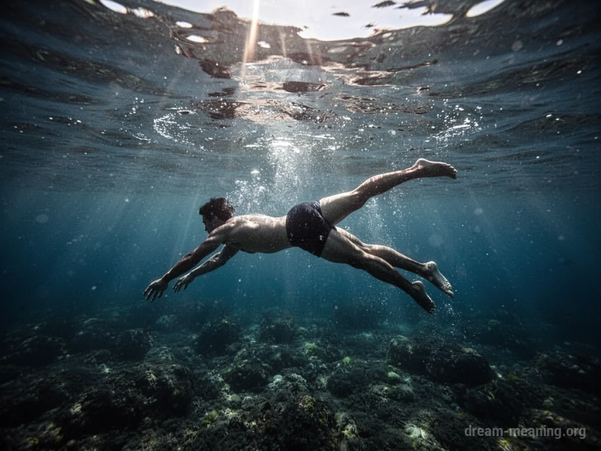Silhouette of a person diving into blue water.