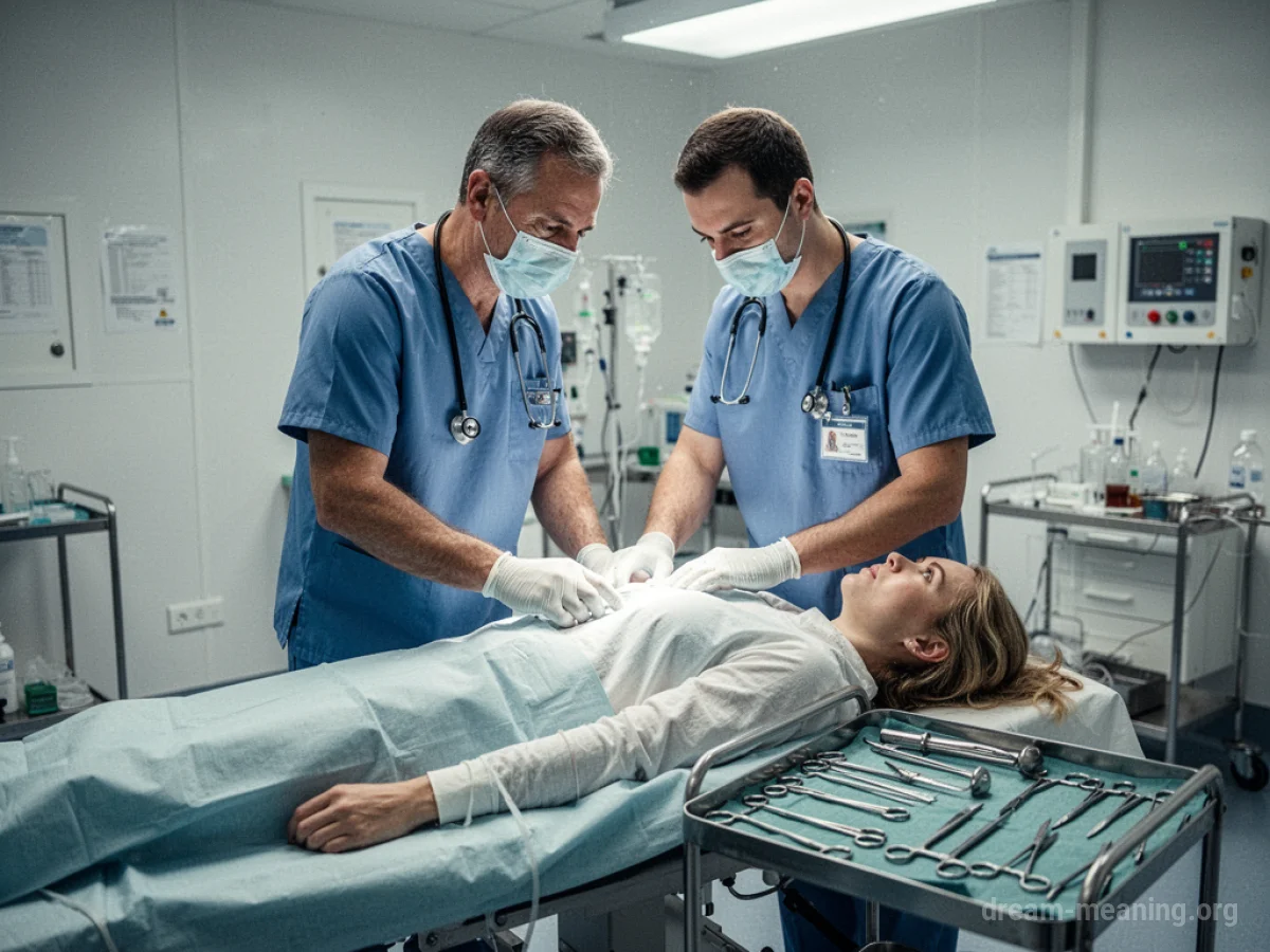 A doctor in scrubs preparing for surgery in a sterile operating room.