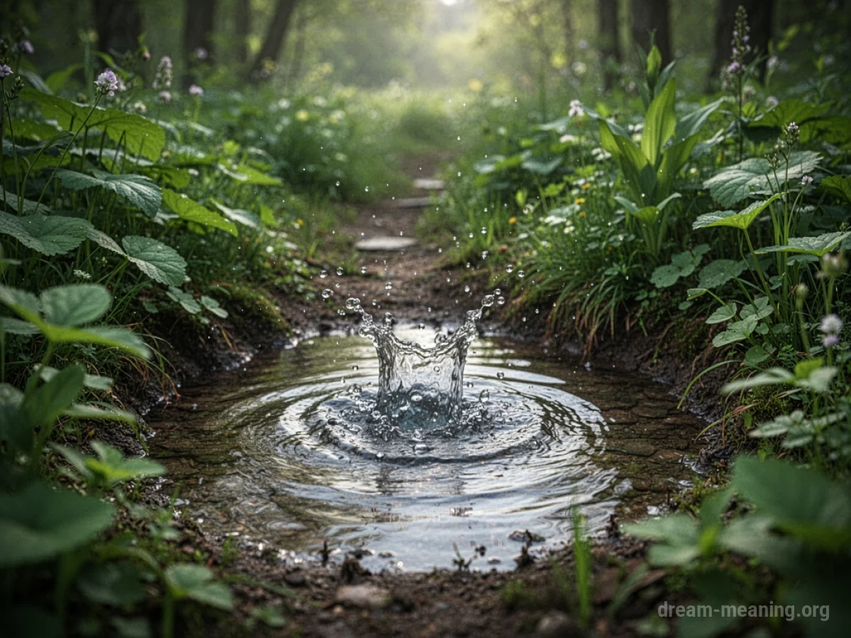 A clear spring of water bubbling from the ground.
