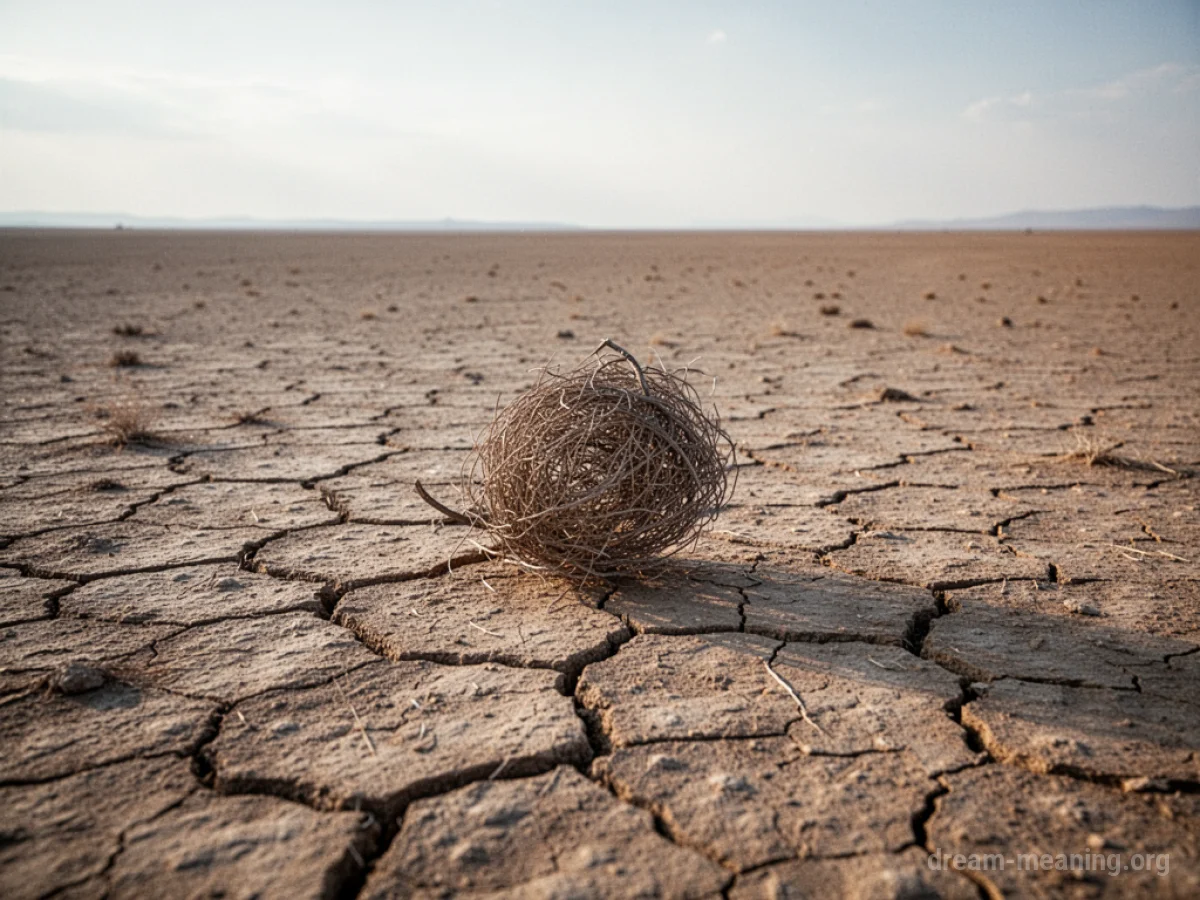 A wide, barren landscape of dry, cracked earth.