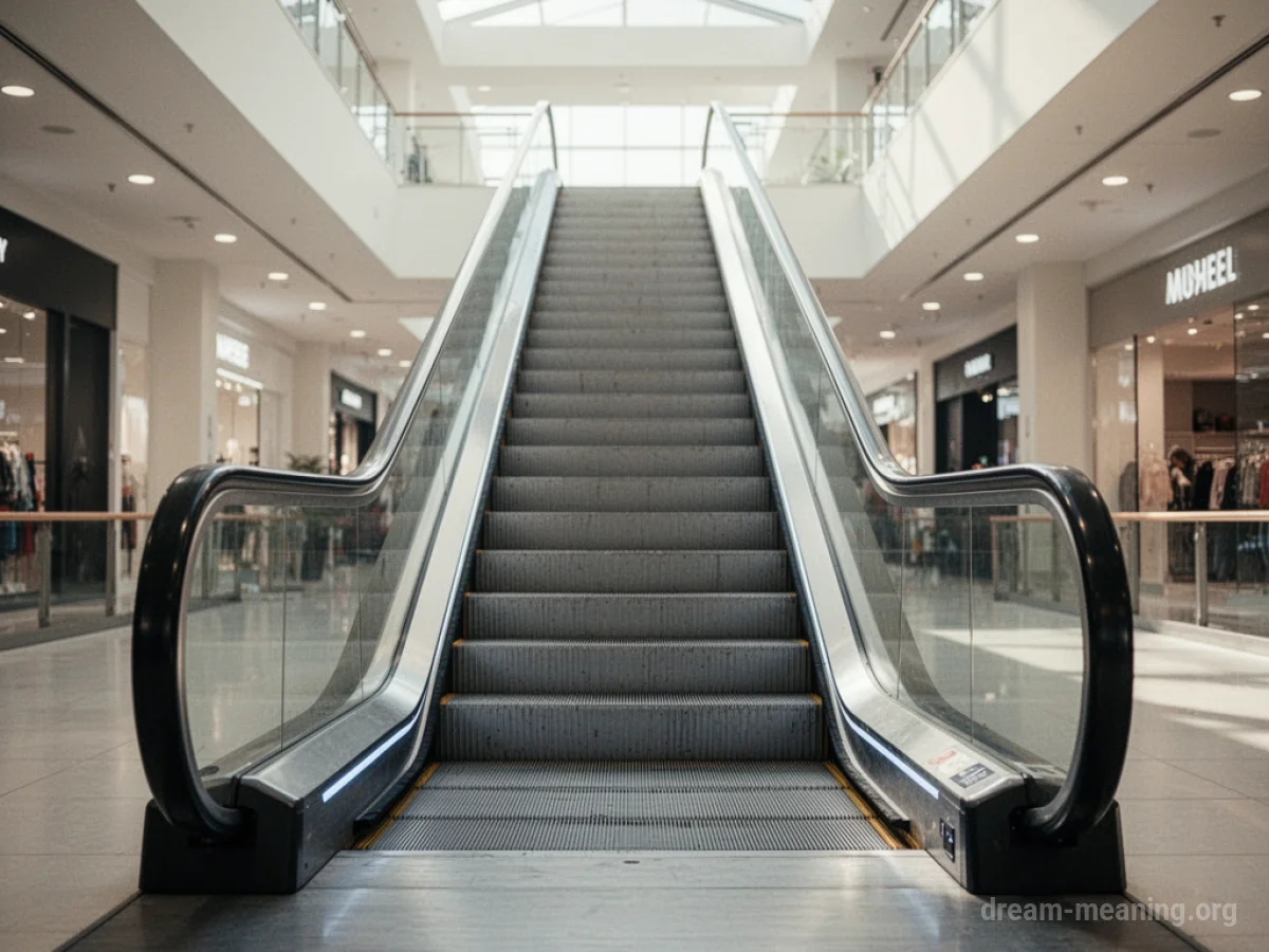 An empty escalator moving upwards.