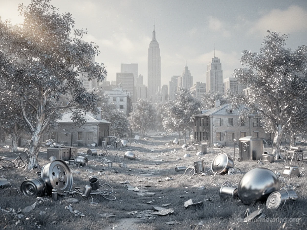A landscape entirely colored in metallic silver.