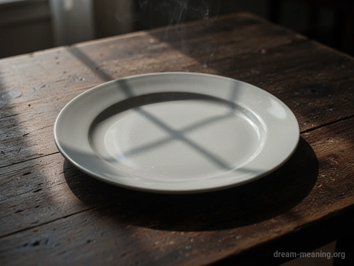 An empty plate sitting on a table.