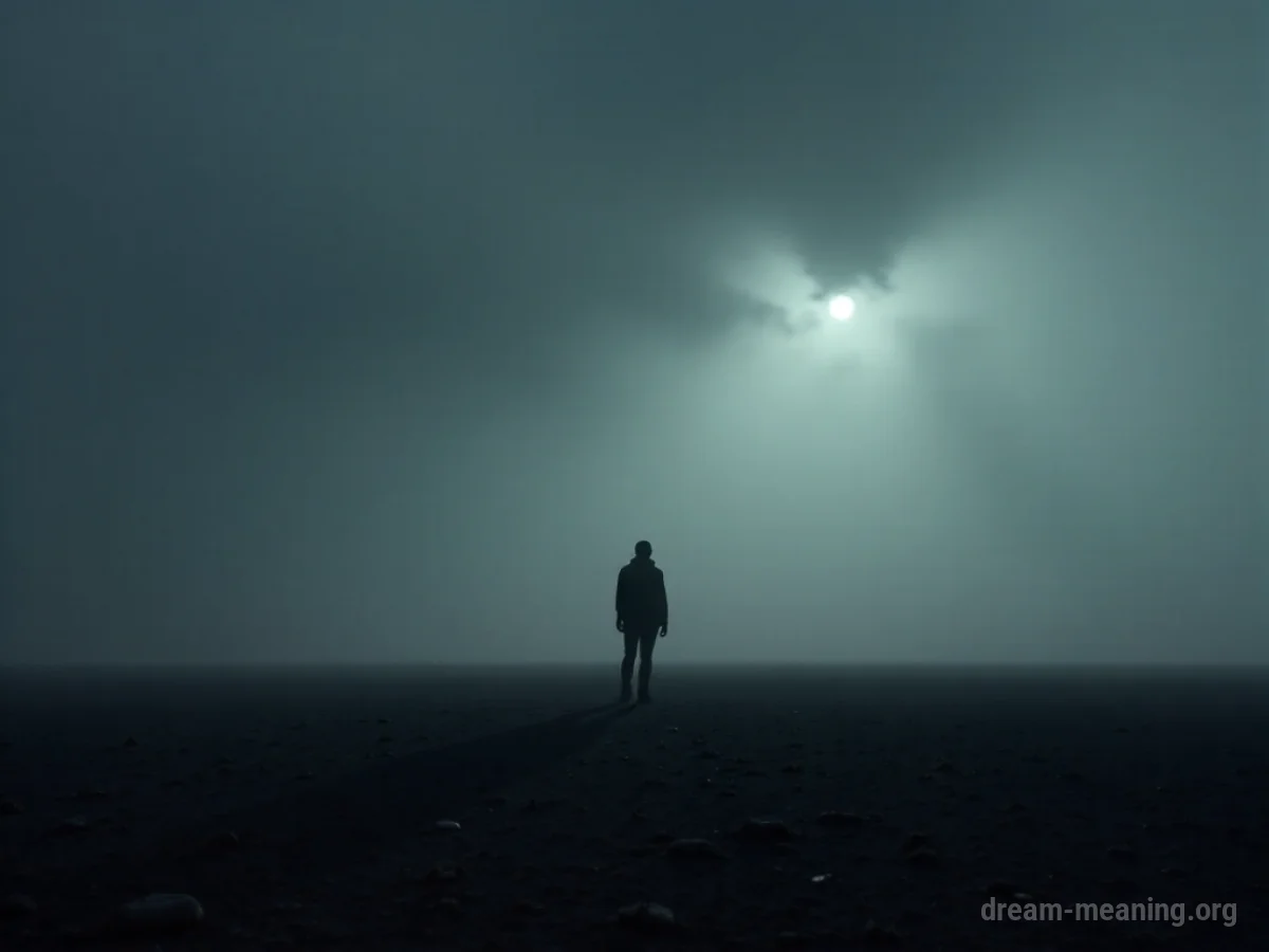 Silhouette of a person standing at the edge of a dark void.