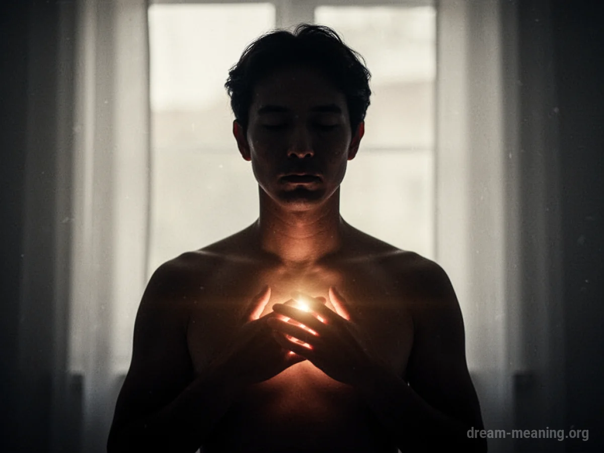 Silhouette of a person with a soft light glowing from their torso.
