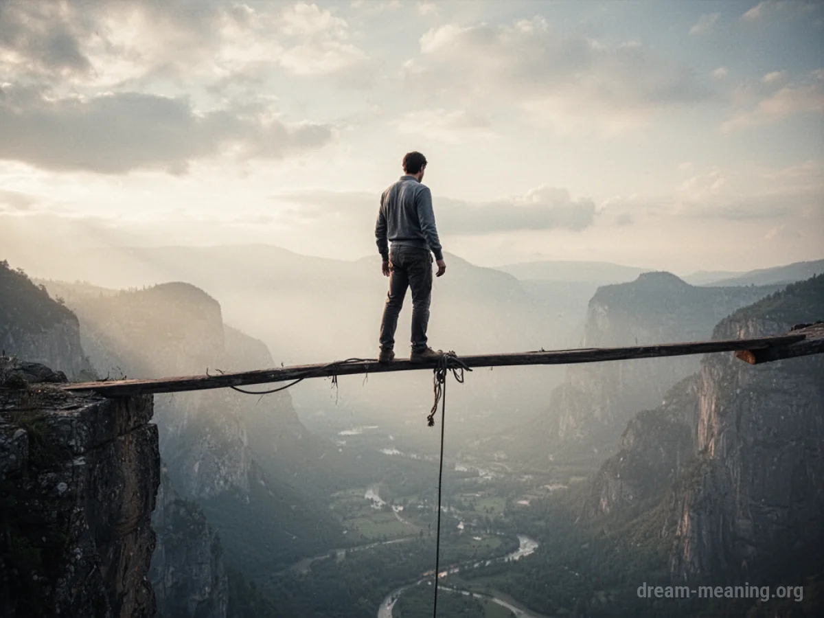 Silhouette of a person balancing on a narrow beam over a void.